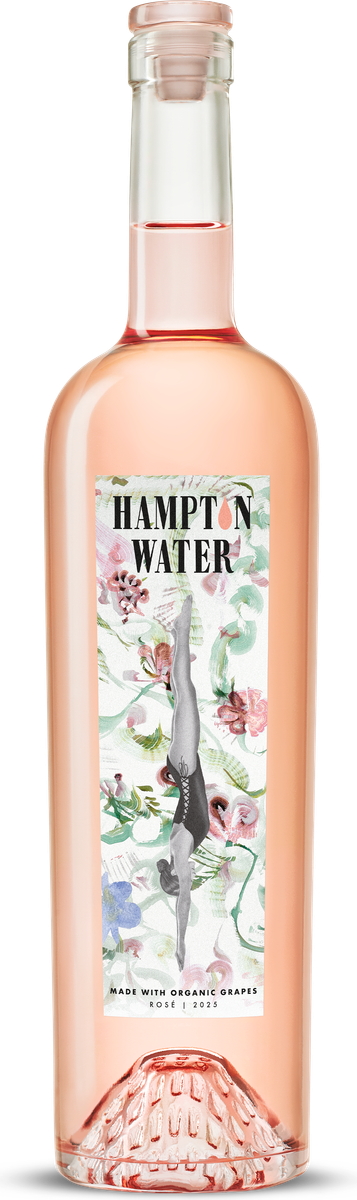 A bottle of Hampton Water rosé, Artist Series by Mary Ball