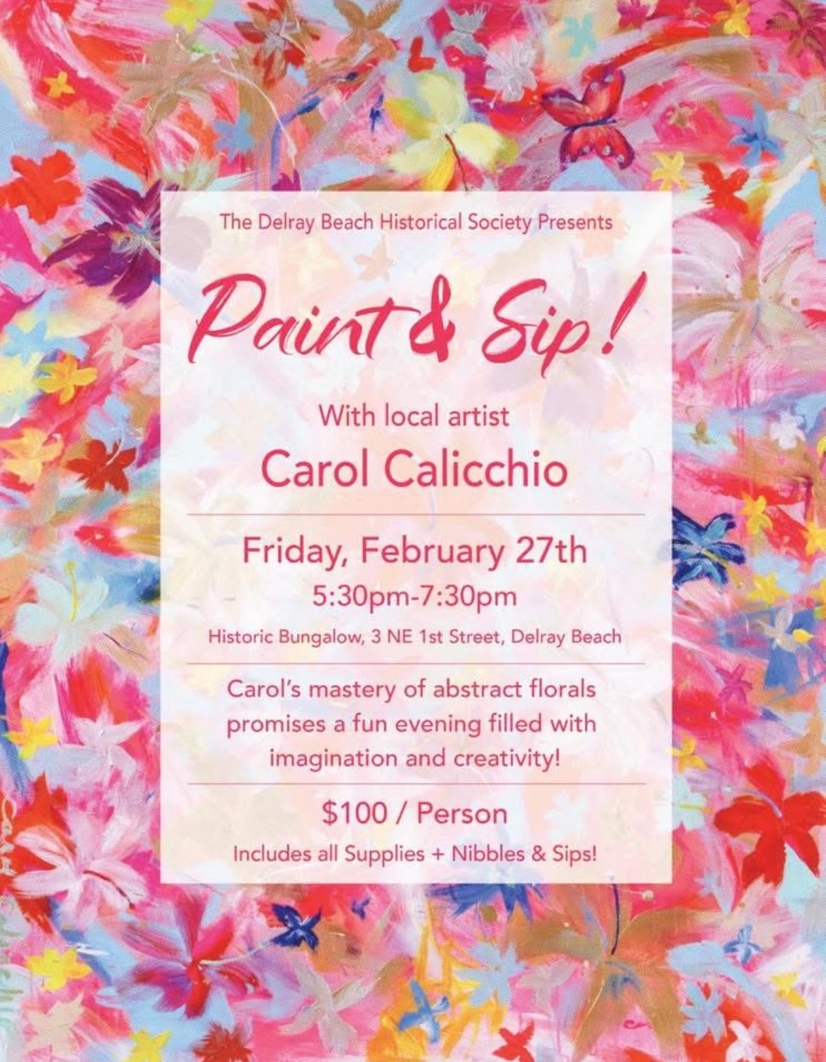 Paint and Sip with Carol Calicchio at the Delray Beach Historical Society